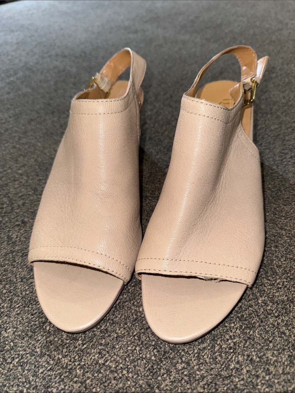 NWOT Franco Sarto Blush Beige Open-Toe Slingback Mules leather